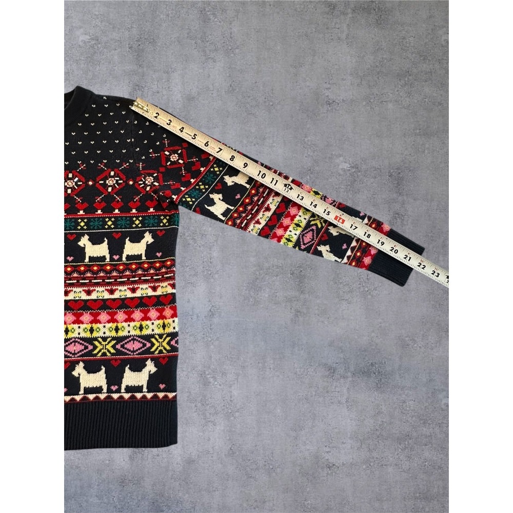 Charter Club Sweater Womens PM Navy Fair Isle Scottie Dog Embellished - Picture 6 of 13